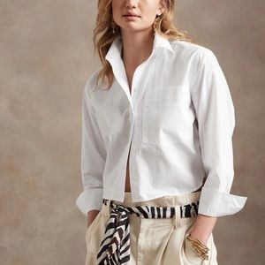 Banana Republic Boxy Cropped Shirt in White - Size XL - New with Tags